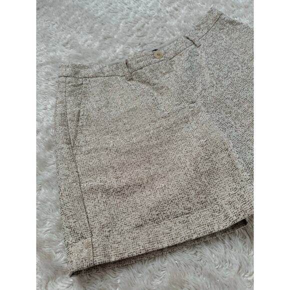 Max Mara Weekend 29" Metallic SIlver Gold Tweed Linen Lined Shorts - Picture 2 of 12